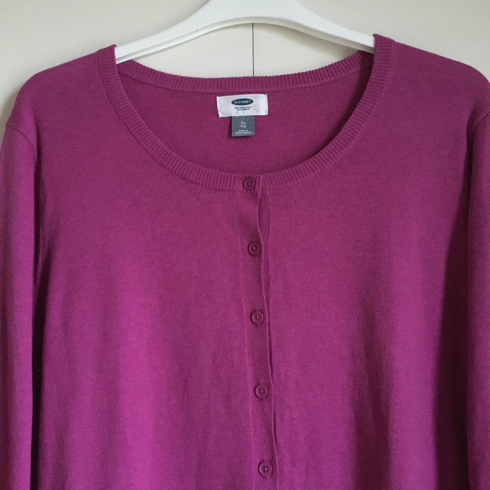 Old Navy Passion Fruit Pink Button-Front Cotton Blend Cardigan XL - Picture 3 of 14